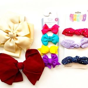 LOT 9 ASSORTED HAIR ACCESSORIES FANCY GIRLS BOWS BARRETTES XL TO SMALL NWT